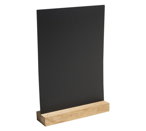 Support visuel vertical ardoise avec socle bois A4