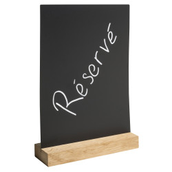 Support visuel vertical ardoise avec socle bois A4