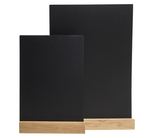 Support visuel vertical ardoise avec socle bois A4