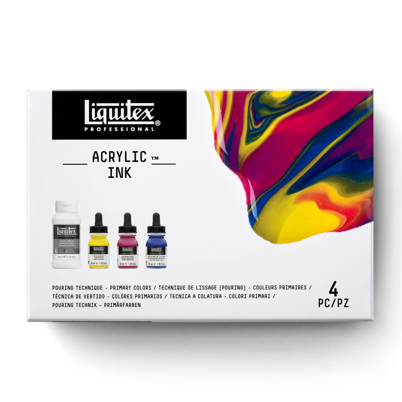 Set Liquitex INK couleurs primaires 3 x 30 ml + 1 medium de lissage 11