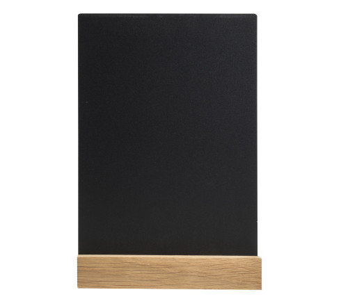 Support visuel vertical ardoise avec socle bois A5