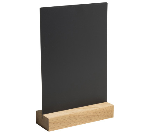 Support visuel vertical ardoise avec socle bois A5