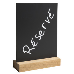 Support visuel vertical ardoise avec socle bois A5