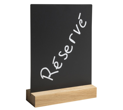 Support visuel vertical ardoise avec socle bois A5