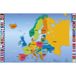 Sous-main rigide PVC carte de l'Europe - 37,5x 57,5 cm