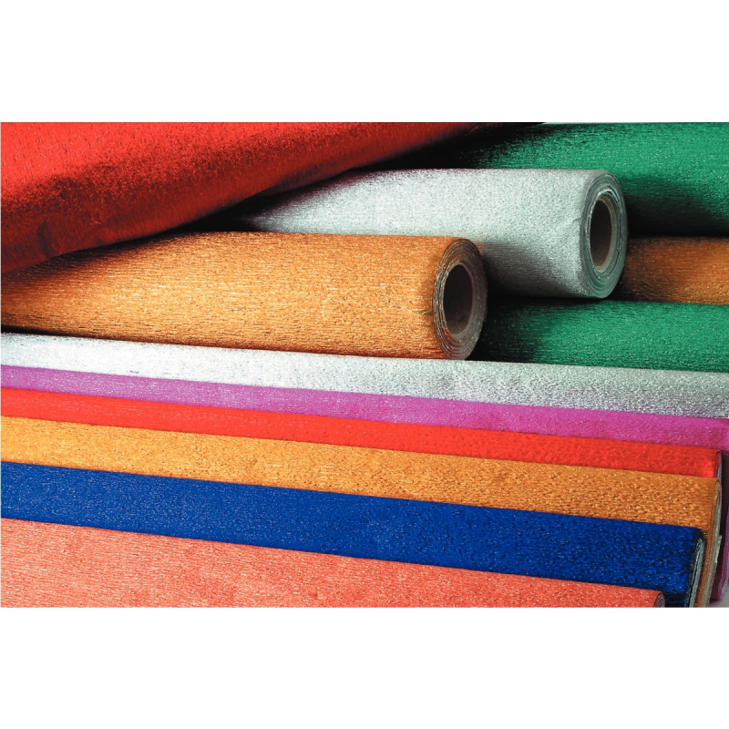 Paquet de 5 feuilles de crépon métallisé 250x50 cm or