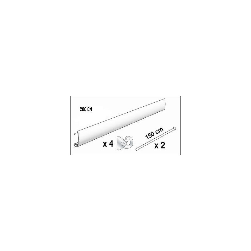 Kits cimaises coloris blanc - 2m - 4 Crochets