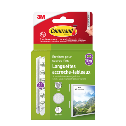 Languettes accroche tableaux Command™ 17207WHI-4-FGN, blanches, étroit