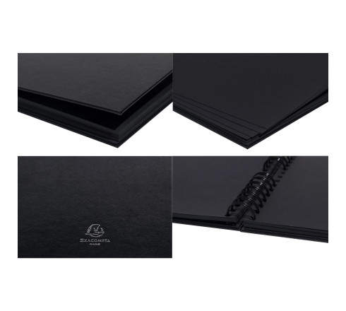 Kit Scrapbooking Album 70 pages noires : Stickers & Pochoirs