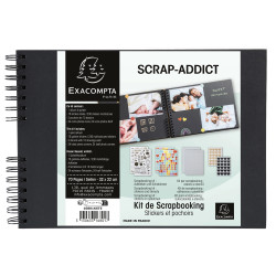 Kit Scrapbooking Album 70 pages noires : Stickers & Pochoirs