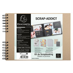 Kit Scrapbooking Album 70 pages noires : Stickers & Pochoirs