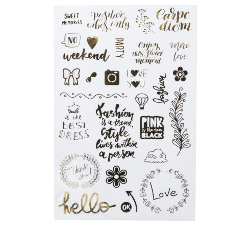 Kit Scrapbooking Album 70 pages noires : Stickers & Pochoirs