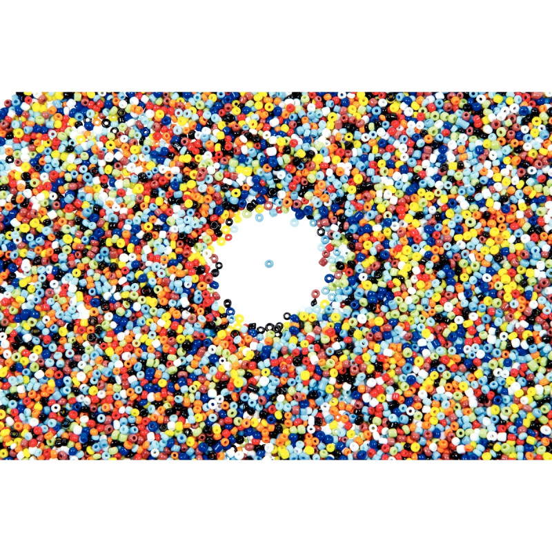 Bocal de 500 grammes de perles rocailles opaques diamètre 2,5 mm assor