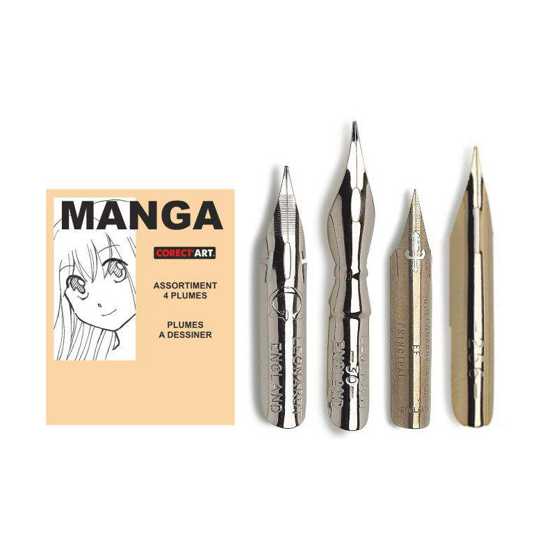 Assortiment de 4 plumes Manga "G/PRINCE/SAJI/SP" Corect'art