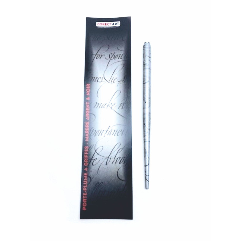 Etui porte-plume marbré argent & noir