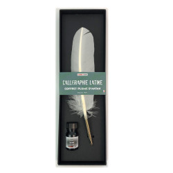 Coffret calligraphie plume naturelle - Blanche
