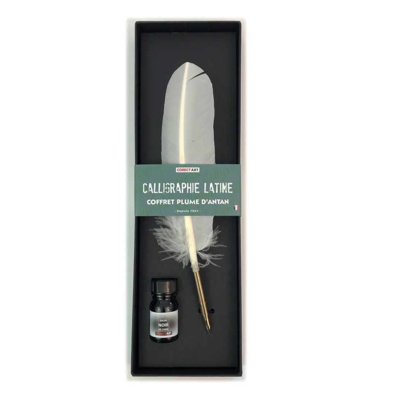 Coffret calligraphie plume naturelle - Blanche