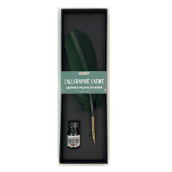 Coffret calligraphie plume naturelle - Verte
