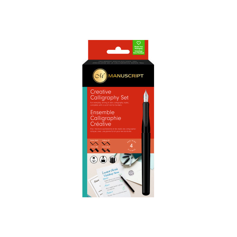 Set Calligraphie Stylo-plume 4 becs & cartouches d'encre