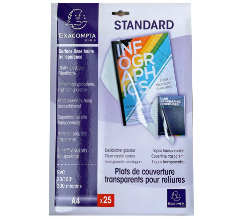Boite de 25 plats pour relier en PVC 20/100ième A4