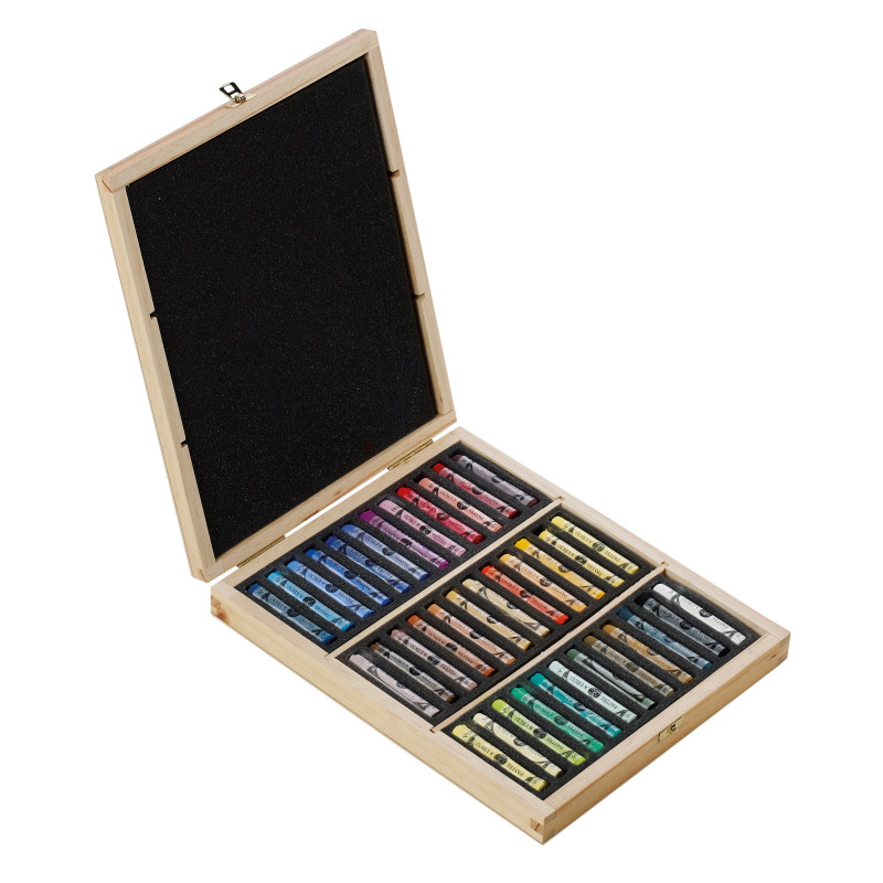 Coffret bois de 36 pastels ecu