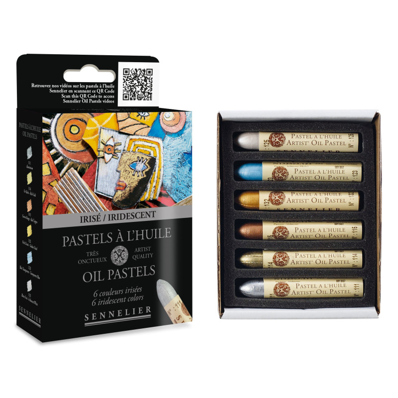 Boîte de 6 pastels à l'huile Sennelier couleurs assorties - Irisés