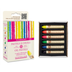 Boîte de 6 pastels à l'huile Sennelier couleurs assorties - Fluos