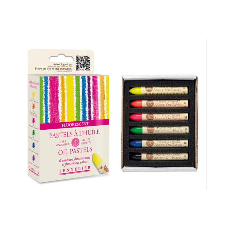 Boîte de 6 pastels à l'huile Sennelier couleurs assorties - Fluos