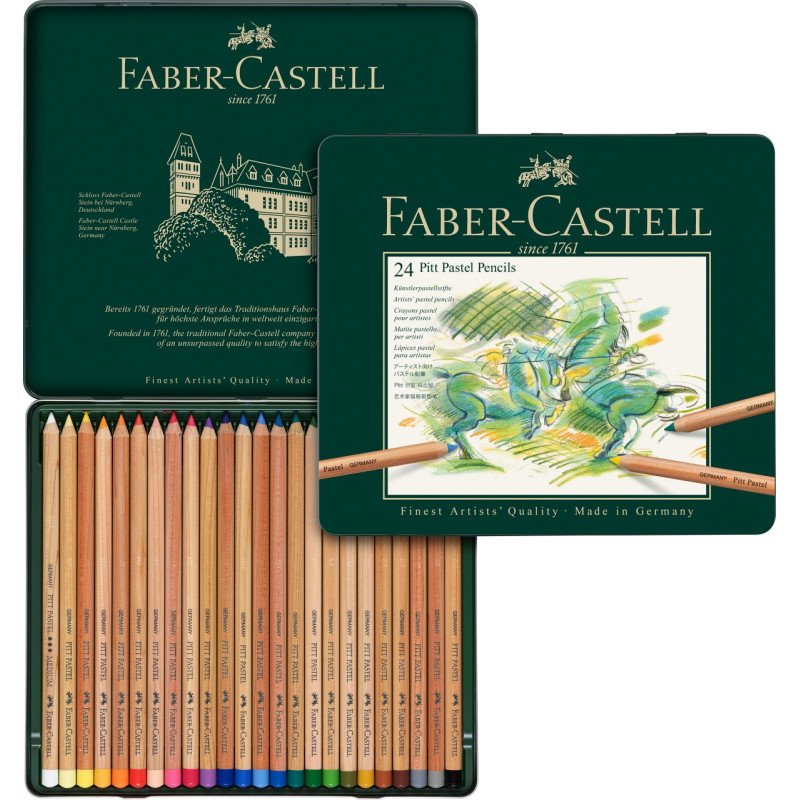 Boîte métal de 24 crayons pastels Pitt