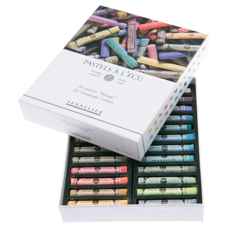 Boîte carton 24 pastels écu Paysage