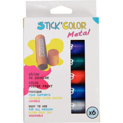 Boite de 6 sticks de gouache métal