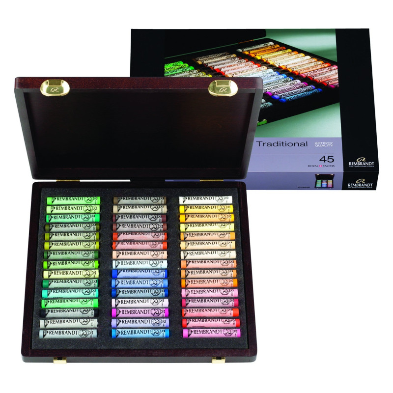 Boîtes et coffrets pastel sec extra-fin - Coffret bois 45 pastels port