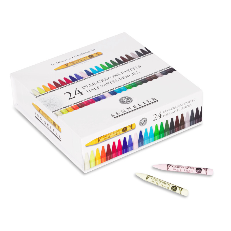 Boîte de 24 demi-crayons pastel assortis