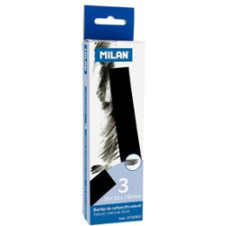Etui de 3 fusains naturels rectangulaires 22x10mm Milan