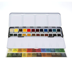 Coffret métal de 24 demi-godets d'aquarelle Extra-fine