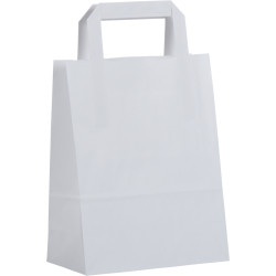 Paquet de 50 sacs kraft blanc 18+8x22cm poignées plates