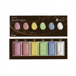 Boîte de 6 godets assortis Aquarelle GANSAÏ teintes perlées