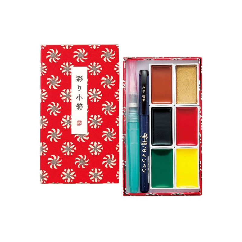 Boîte de 6 godets assortis Aquarelle GANSAÏ & ustensiles