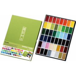 Boîte de 48 godets assortis de peinture aquarelle GANSAÏ semi-opaques