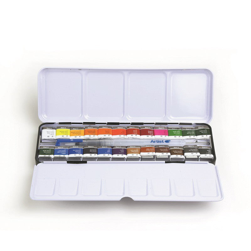 Boîte Métal de peinture aquarelle Fine Start 24 1/2 godets