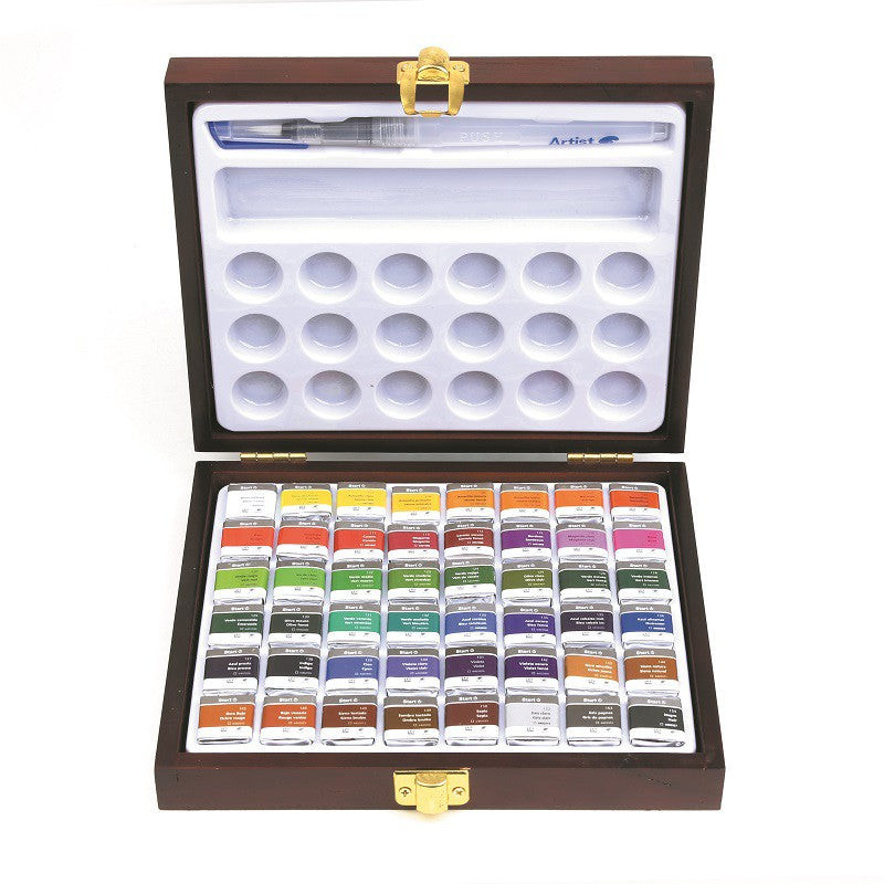 Coffret bois peinture aquarelle fine Start 48 1/2 godets