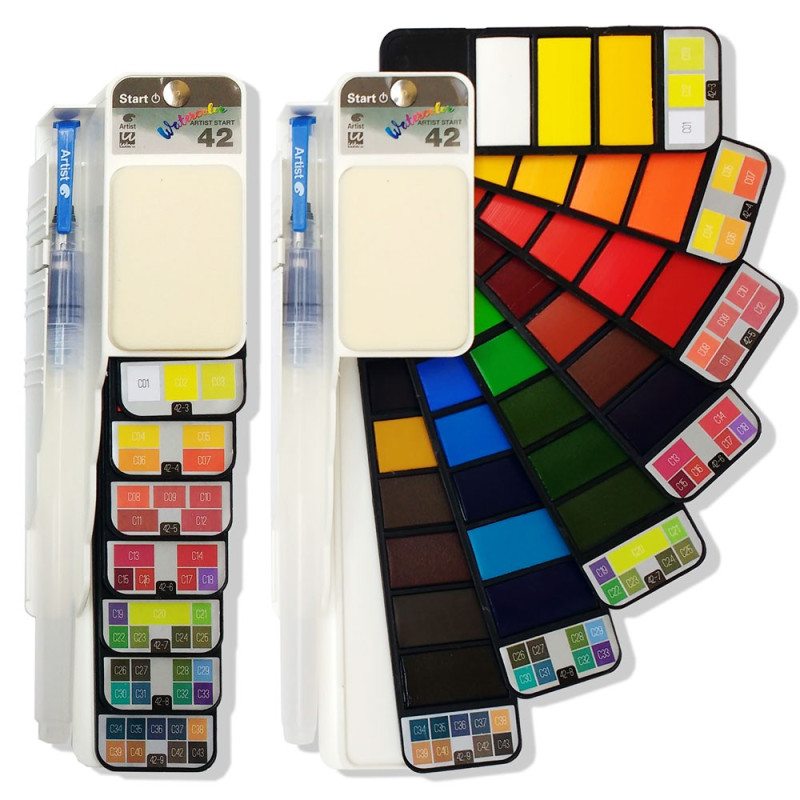 Coffret aquarelle éventail Start 42 couleurs + pinceau