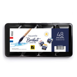 Boîte métal 48 demi-godets de peinture aquarelle extra-fine Bréhat