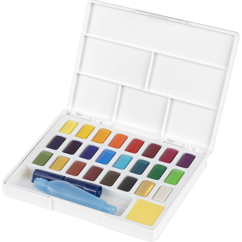 Boîte de 24 demi-godets de peinture d'aquarelle Fine CREATIVE STUDIO