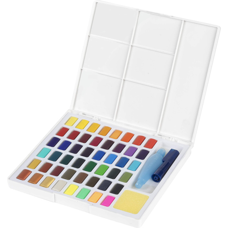 Boîte de 48 demi-godets de peinture d'aquarelle Fine CREATIVE STUDIO
