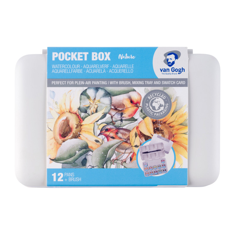 Boîte plastique de poche 12 1/2 godets aquarelle Van Gogh couleurs nat