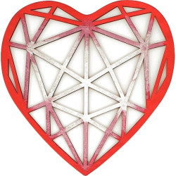 Grand cœur origami en bois, diamètre 20 cm