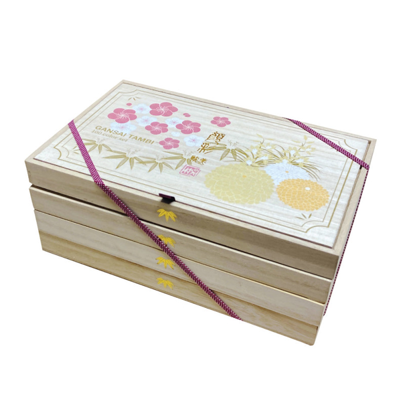 Coffret bois de 100 godets assortis de peinture aquarelle GANSAÏ