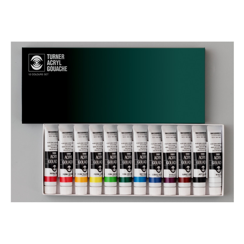 Acryl Gouache extra-fine de Turner - Set basique de 12 tubes 20 ml