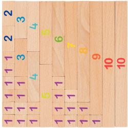 Réglettes de calcul en bois 36 pièces